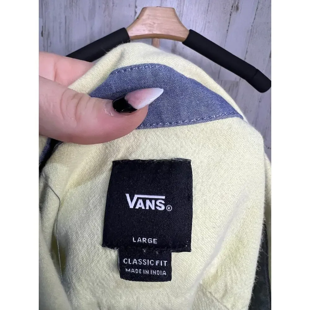 Vans Men's Short Sleeve Button-Up‎ Shirt Yellow Size Large Casual